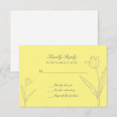 Zacht geel en grijs minimalistisch Tulp Weddenscha RSVP Kaartje (Voorkant / Achterkant)