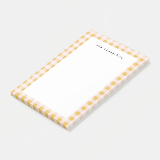 Zacht Geel en Roze Geruit Gepersonaliseerd Post-it® Notes (Schuin)