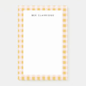 Zacht Geel en Roze Geruit Gepersonaliseerd Post-it® Notes (Voorkant)