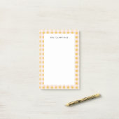 Zacht Geel en Roze Geruite Persoonlijke Post-it® Notes (Op bureau)