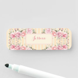 Zacht geel gestreept naamplaatje