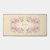 Zacht geel gestreepte bloemen bureaumat (Voorkant)