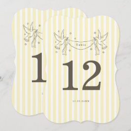 Zacht Geel Gestreepte Whimsical Die-Cut Tafelnumme Kaart