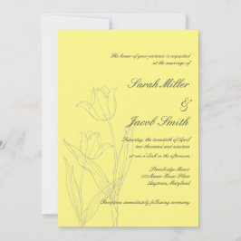 Zacht Geel & Grijs Minimalistische Tulp Wedding Kaart