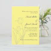 Zacht Geel & Grijs Minimalistische Tulp Wedding Kaart (Staand voorkant)