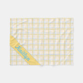 Zacht geel met lichtblauw Tartan Doorgestreept pat Fleece Deken (Voorkant (Horizontaal))