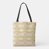 Zacht geel met roze bloemen tote bag (Achterkant)