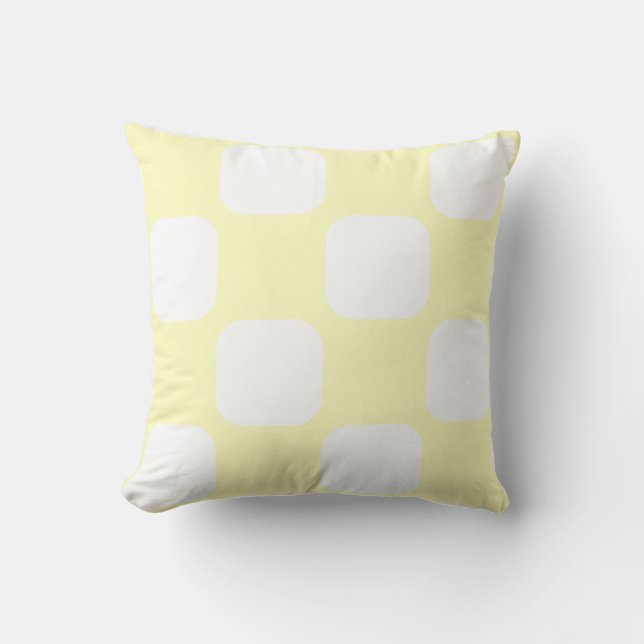 Zacht Geel Pastel & Witte Squircle Patroon Ontwerp Kussen (Voorkant)