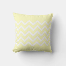 Zacht Geel Pastel & Witte Zigzag Patroon Ontwerp Kussen