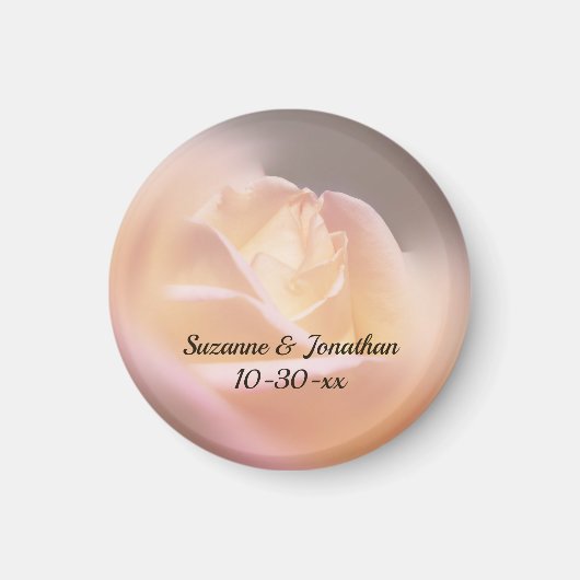 Zacht Geel Rose Wedding Favoriet Magneet (Voorkant)