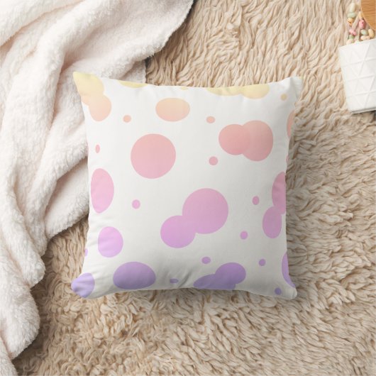 Zacht geel, roze, lavender Polka Dot Pillow Kussen (Deken)