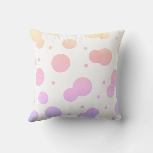 Zacht geel, roze, lavender Polka Dot Pillow Kussen (Achterkant)