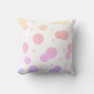 Zacht geel, roze, lavender Polka Dot Pillow Kussen