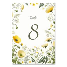 Zacht Geel Wildflower Tafelnummerteken Kaart
