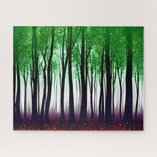 Zacht gekleurd groen Paarse rood mystiek bos Legpuzzel
