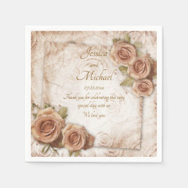 Zacht gekleurd Rozen trouwpapier Servet