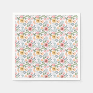 Zacht gekleurde bloem patroon servetten