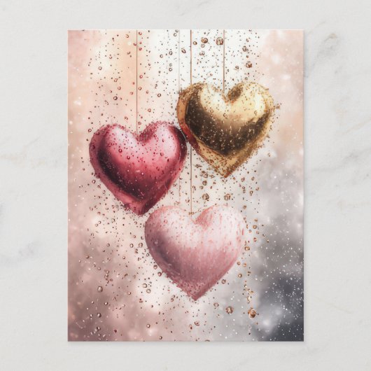 Zacht gekleurde glitter Harten Valentijns's Groet Briefkaart (Voorkant)