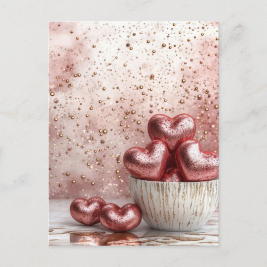 Zacht gekleurde glitter Harten Valentijns's Groet Briefkaart (Voorkant)