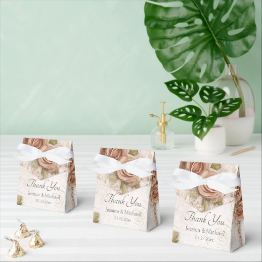 Zacht gekleurde Rozen bruiloft Bedankdoosjes (Meervoudige)