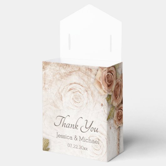 Zacht gekleurde Rozen bruiloft Bedankdoosjes (Geopend)
