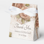 Zacht gekleurde Rozen bruiloft Bedankdoosjes (Voorkant Zijde)