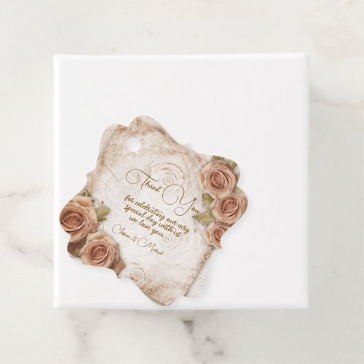 Zacht gekleurde Rozen bruiloft Bedankjes Labels (In situ)
