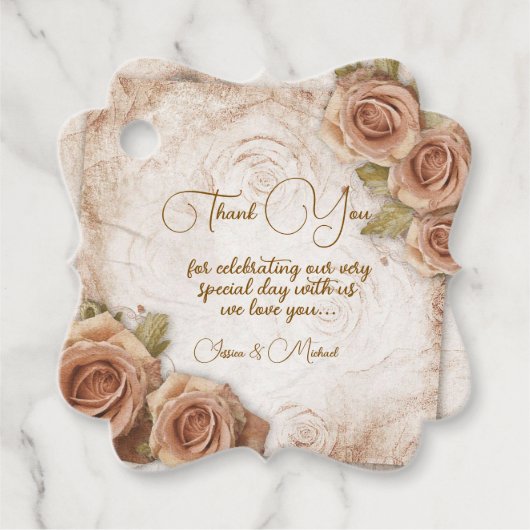 Zacht gekleurde Rozen bruiloft Bedankjes Labels (Voorkant)
