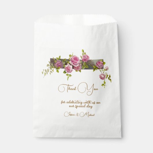 Zacht gekleurde Rozen bruiloft Bedankzakje (Voorkant)