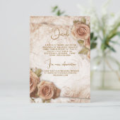 Zacht gekleurde Rozen bruiloft Informatiekaartje (Staand voorkant)