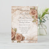 Zacht gekleurde Rozen bruiloft Kaart (Staand voorkant)