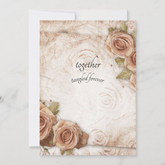 Zacht gekleurde Rozen bruiloft Kaart (Achterkant)