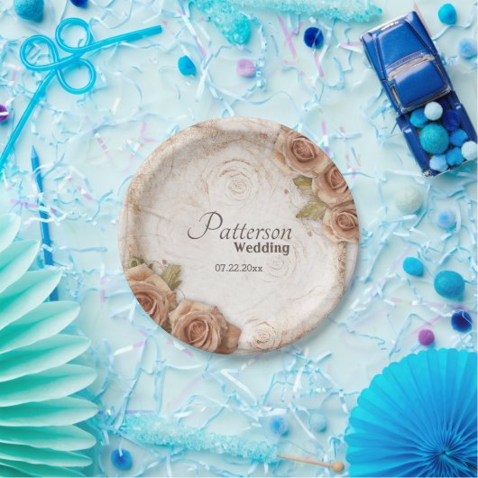 Zacht gekleurde Rozen bruiloft Papieren Bordje (Feest)