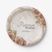 Zacht gekleurde Rozen bruiloft Papieren Bordje (Voorkant)