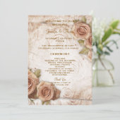 Zacht gekleurde Rozen bruiloft programma (Staand voorkant)