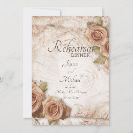 Zacht gekleurde Rozen bruiloft repetitie diner Kaart