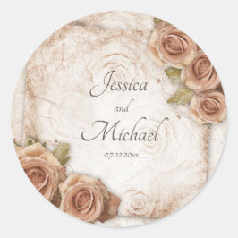 Zacht gekleurde Rozen bruiloft Ronde Sticker