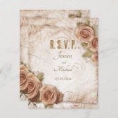 Zacht gekleurde Rozen bruiloft RSVP Kaartje (Voorkant / Achterkant)