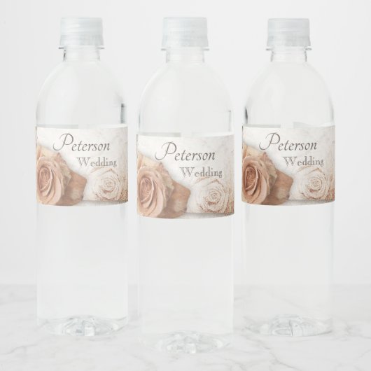 Zacht gekleurde Rozen bruiloft Waterfles Etiket (Flessen)