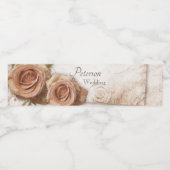 Zacht gekleurde Rozen bruiloft Waterfles Etiket (Enkel label)
