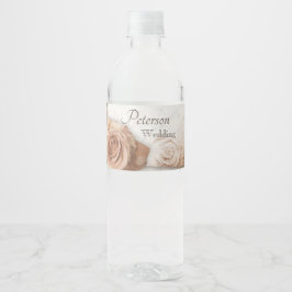 Zacht gekleurde Rozen bruiloft Waterfles Etiket