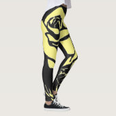 Zacht gele houtsnipper roos op een zwarte achtergr leggings (Rechts)