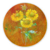 Zacht geschilde zonnebloemen keramische knop (Voorkant)