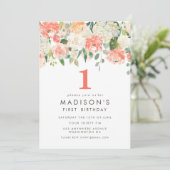 Zacht geschilderd Bloemen Meisjes 1e Verjaardag In Kaart (Staand voorkant)