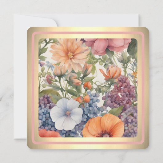 Zacht geschilderde bloemenbruiloft uitnodiging (Achterkant)