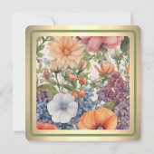 Zacht geschilderde bloemenbruiloft uitnodiging (Achterkant)