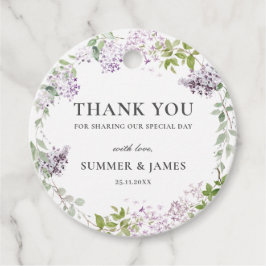 Zacht getinte paarse bloemige trouw Dank je wel Bedankjes Labels