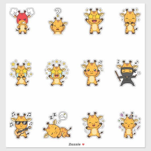 Zacht Giraffe Emoji Sticker Pack (Vel)