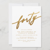 Zacht Glam Wit en Goud | Moderne 40e verjaardag Kaart (Voorkant)