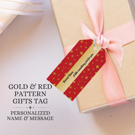 Zacht Gloeiende Gouden Sterren & Bloemblaadjes Pat Cadeaulabel